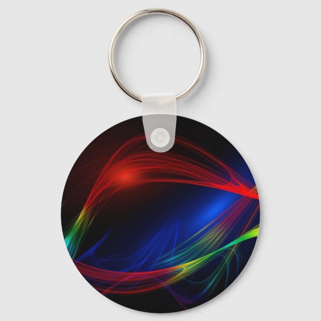 Abstract Blue Red and Green Swirl Effect Key Ring (Front)