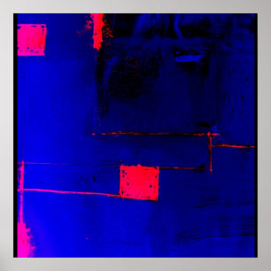 Abstract Blue Red Poster Original Modern Art Print