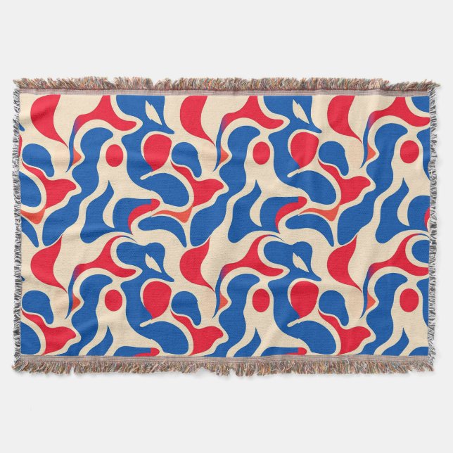 🔵🔴⚪ Abstract Blue Red White For Modern Home  Throw Blanket (Front)