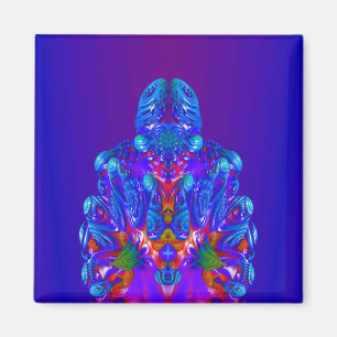 Abstract Blue Robot Magnet