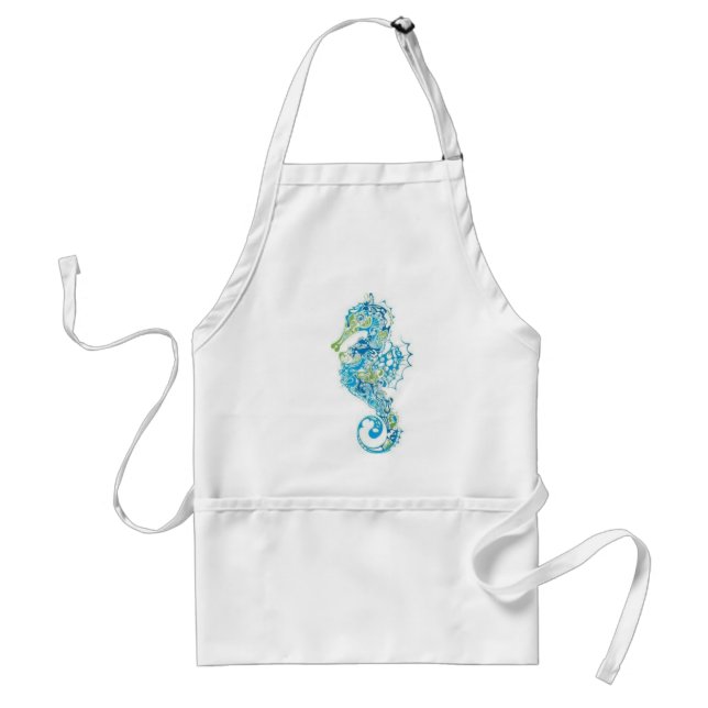 Abstract Blue Seahorse Standard Apron (Front)