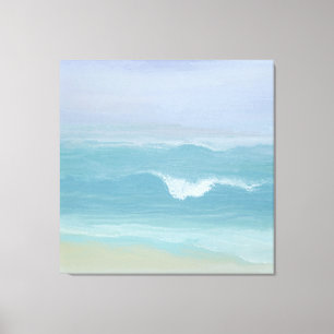 Abstract Blue Seashore Small Wave Watercolor Canvas Print