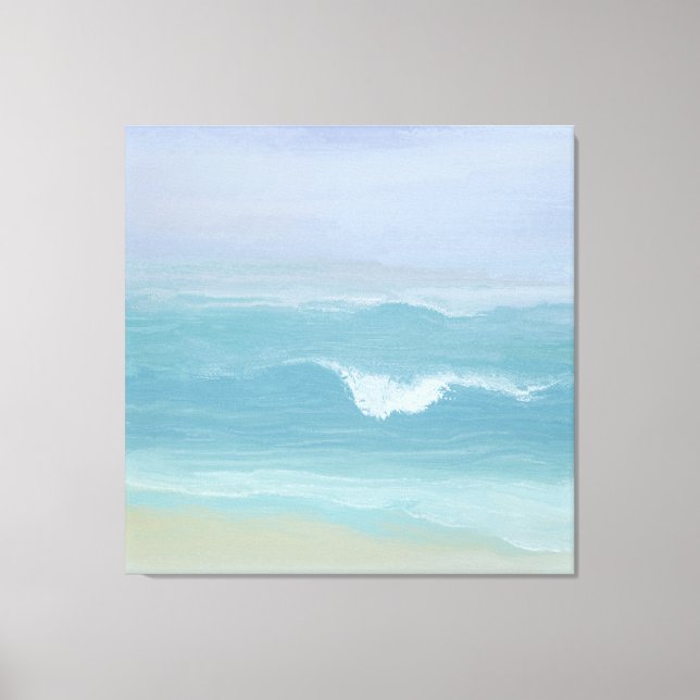 Abstract Blue Seashore Small Wave Watercolor Canvas Print (Front)