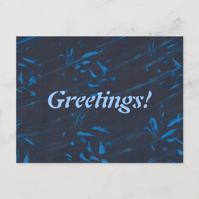 Abstract Blue Shapes on Navy Black Postcards (Front)