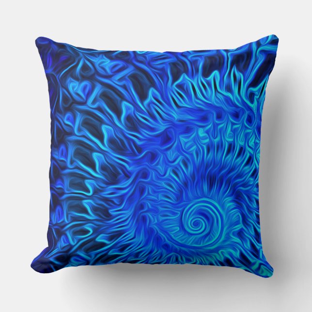 Abstract Blue Shell Design - Throw Pillow (Front)