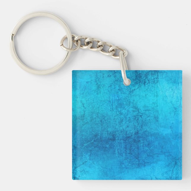 Abstract blue solid colour design key ring (Front)