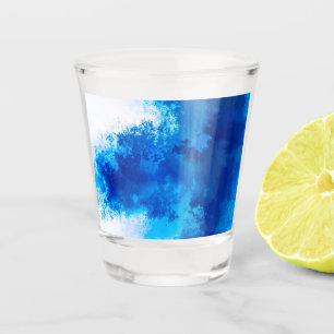 Abstract blue solid colour design shot glass