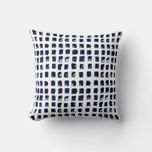 Abstract Blue Square Pattern Painting Cushion