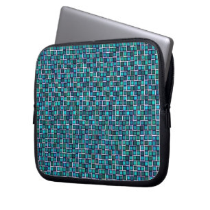 Abstract Blue Squares Pattern Laptop Sleeve