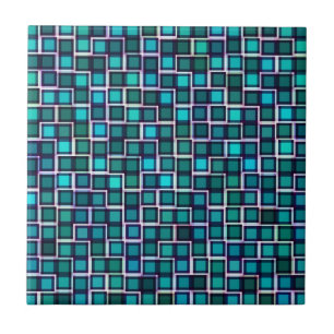 Abstract Blue Squares Pattern Tile
