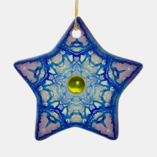 ABSTRACT BLUE STAR WITH GEM STONE CERAMIC TREE DECORATION