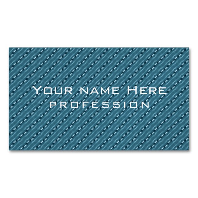Abstract blue steel pattern magnetic business card (Front)