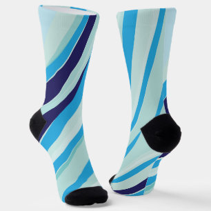 Abstract Blue Stripe  Socks