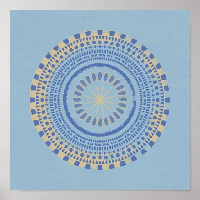 Abstract Blue & Tan Circle Design Print (Front)