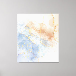 Abstract Blue, Taupe and Gold Canvas Print