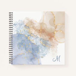 Abstract Blue, Taupe and Gold Notebook