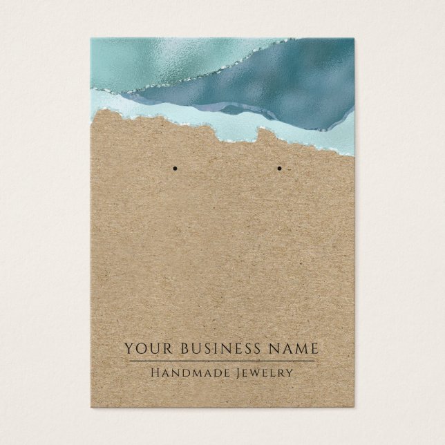 Abstract Blue Teal Kraft Earring Display Cards (Front)