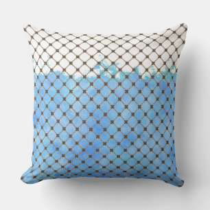 Abstract Blue, Teal, White, Bronze Pattern Cushion