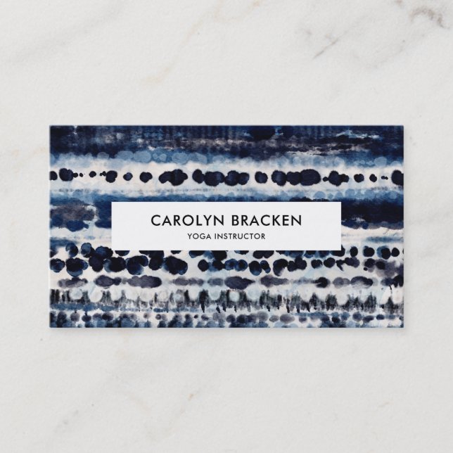 Abstract Blue Tie Dye Watercolor Elegant Pattern   Business Card (Front)