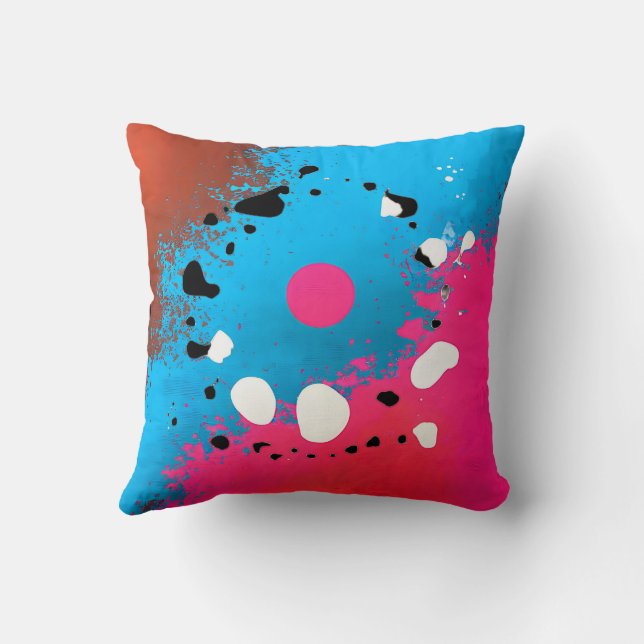 Abstract Blue to Pink Gradient Square Pillow  (Back)