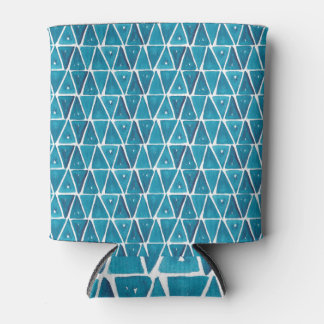 Abstract blue triangles, watercolor background. can cooler