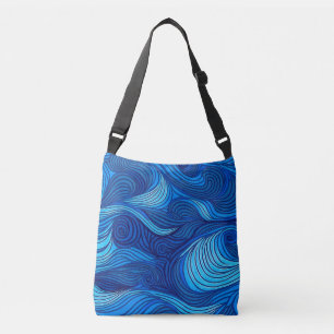 Abstract Blue Turquoise Ocean Water Waves   Crossbody Bag