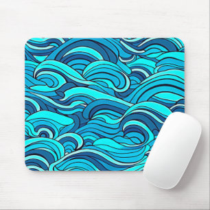 Abstract Blue Turquoise Ocean Water Waves   Mouse Pad