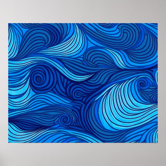 Abstract Blue Turquoise Ocean Water Waves | Poster (Front)