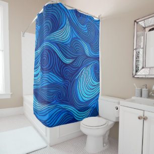 Abstract Blue Turquoise Ocean Water Waves   Shower Curtain
