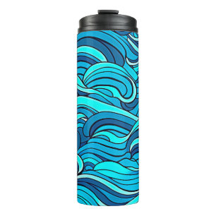Abstract Blue Turquoise Ocean Water Waves   Thermal Tumbler