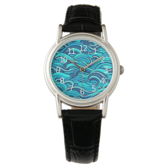 Abstract Blue Turquoise Ocean Water Waves | Watch (Front)