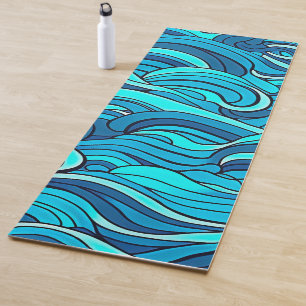 Abstract Blue Turquoise Ocean Water Waves Yoga Mat
