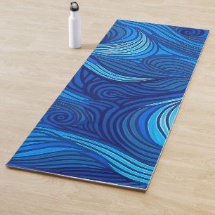 Abstract Blue Turquoise Ocean Water Waves Yoga Mat