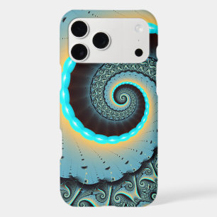 Abstract Blue Turquoise Orange Fractal Art Spiral