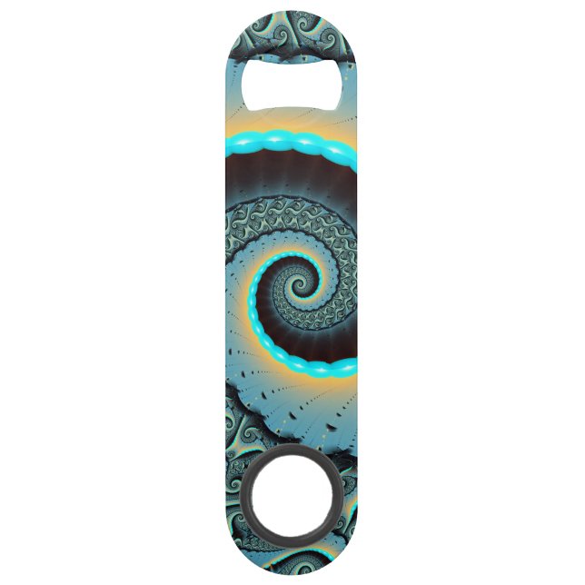 Abstract Blue Turquoise Orange Fractal Art Spiral (Front)