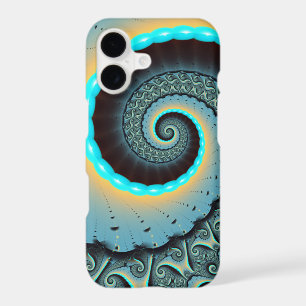 Abstract Blue Turquoise Orange Fractal Art Spiral