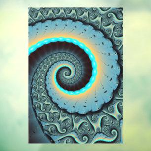 Abstract Blue Turquoise Orange Fractal Art Spiral