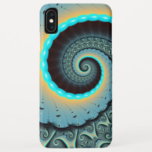 Abstract Blue Turquoise Orange Fractal Art Spiral Case-Mate iPhone Case