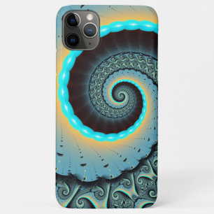 Abstract Blue Turquoise Orange Fractal Art Spiral Case-Mate iPhone Case
