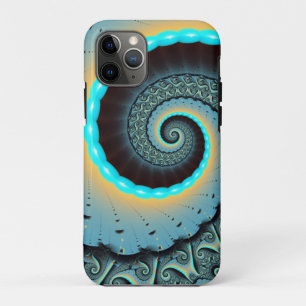 Abstract Blue Turquoise Orange Fractal Art Spiral Case-Mate iPhone Case