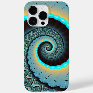 Abstract Blue Turquoise Orange Fractal Art Spiral Case-Mate iPhone 14 Pro Max Case