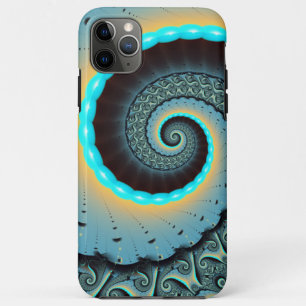 Abstract Blue Turquoise Orange Fractal Art Spiral Case-Mate iPhone Case