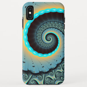 Abstract Blue Turquoise Orange Fractal Art Spiral Case-Mate iPhone Case