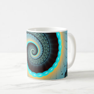 Abstract Blue Turquoise Orange Fractal Art Spiral Coffee Mug