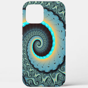 Abstract Blue Turquoise Orange Fractal Art Spiral iPhone 12 Pro Max Case