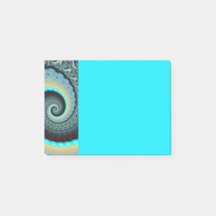 Abstract Blue Turquoise Orange Fractal Art Spiral Post-it Notes