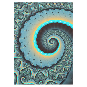 Abstract Blue Turquoise Orange Fractal Art Spiral Tablecloth