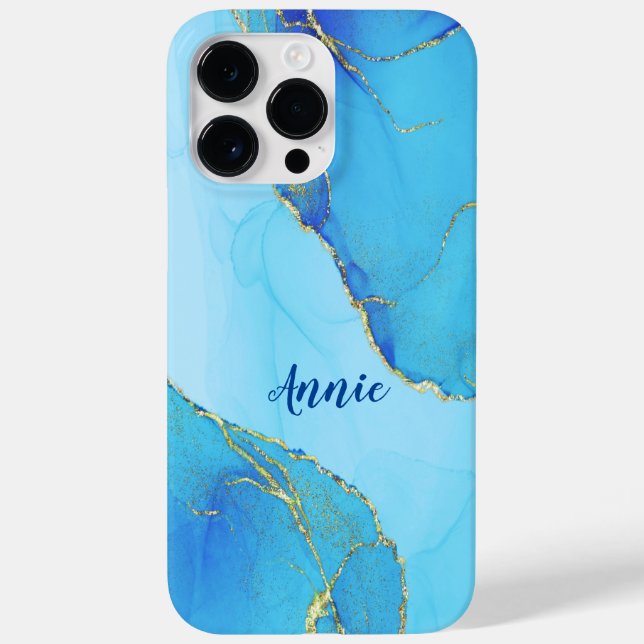 ABSTRACT BLUE WATER COLOR PERSONALIZED Case-Mate iPhone CASE (Back)