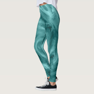 Abstract Blue Water Swirling Paint Artwork Leggings