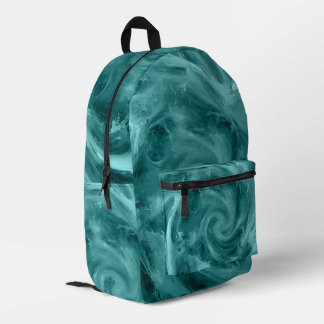 Abstract Blue Water Swirling Paint Artwork Printed Backpack